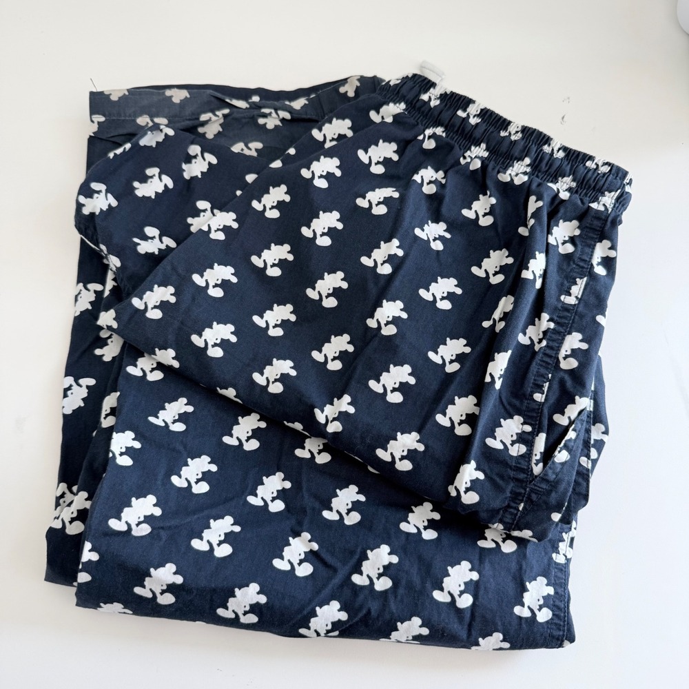 Disney Parks Mickey Print Pajama Bottoms Women's Navy White Lounge